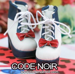 CMS000132 Navy/White Lolita Ankle Boots