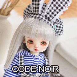 CYD000143 Black Checker Bunny Boy (Blue Striped Hoodie)