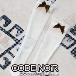 CAC000076 Brown Ribbon/White Socks for 1/3, 1/4 dolls