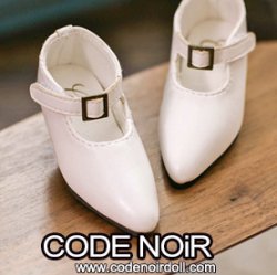 CMS000147 White Pointy Buckle Shoes