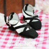 CMS000121 Black Suede Cross Strap Square Toe Pumps