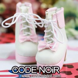 CMS000129 Pink/White Lolita Ankle Boots