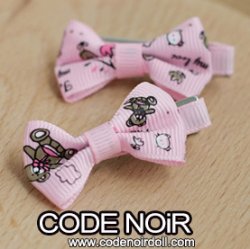 CAC000085 Pink Ribbon Hair Clips (Free Size)